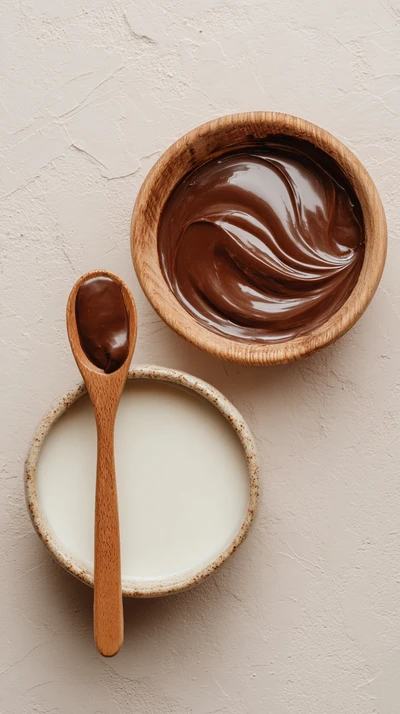 Нагреть молоко с пастой Milka и перемешать