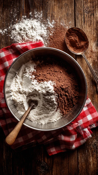 Смешать муку с какао, замесить тесто, добавить масло и соль