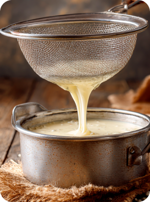 Пропустить заварную основу через сито